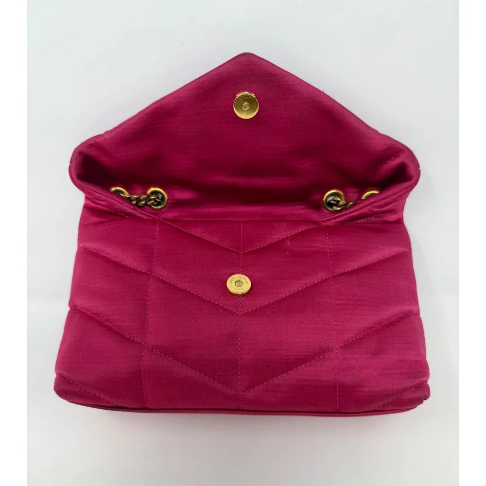 Saint Laurent YSL Toy Puffer Quilted Shoulder Bag Pink